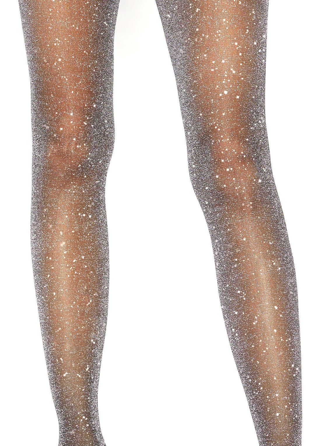 GLITTER SHIMMER TIGHTS, Black With Silver Sparkle, Panyhose