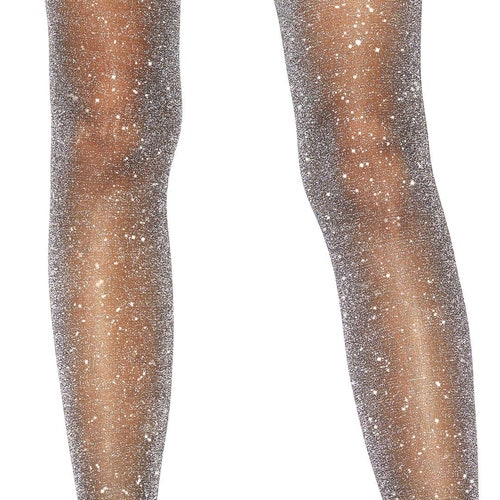 GLITTER SHIMMER TIGHTS Black With Silver Sparkle Panyhose Etsy