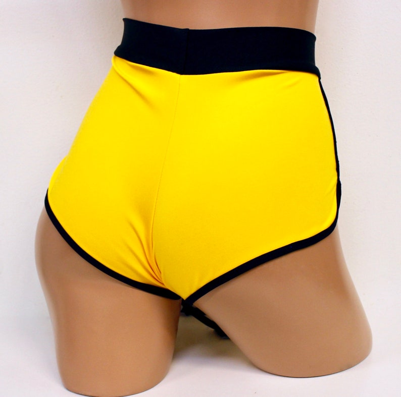 Sugarpuss HIGHWAIST JOGGER SHORTS, Yellow Cheeky Hot Pants, Retro 70s Style, Sporty Rave Festival Bottoms image 5