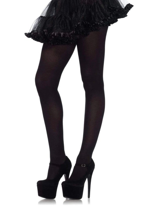 OPAQUE PANTYHOSE in BLACK Solid Black Stockings Cosplay Costumes