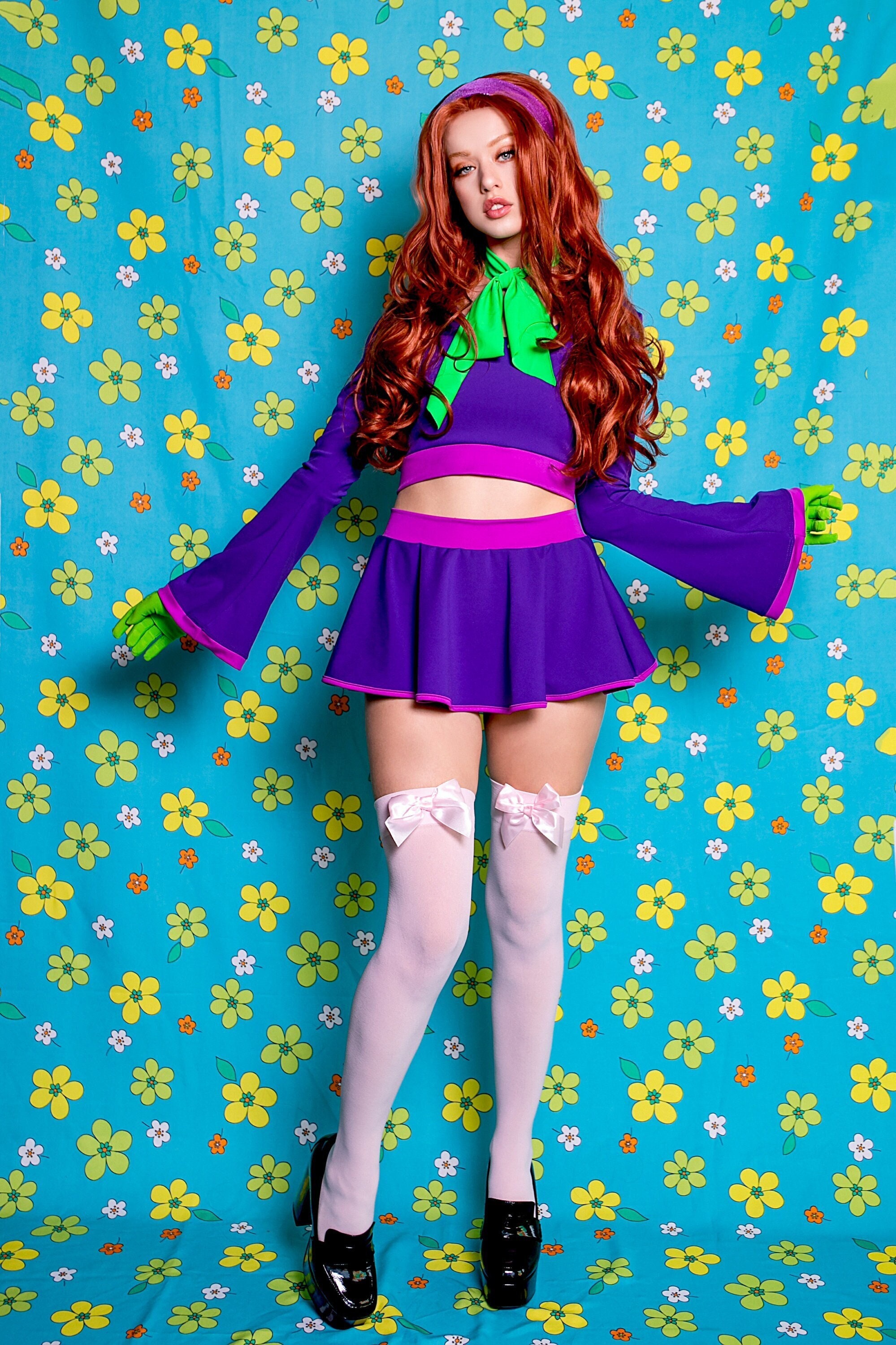 Velma Cosplay Costume Uniform Crop Top Skirt Outfits Halloween