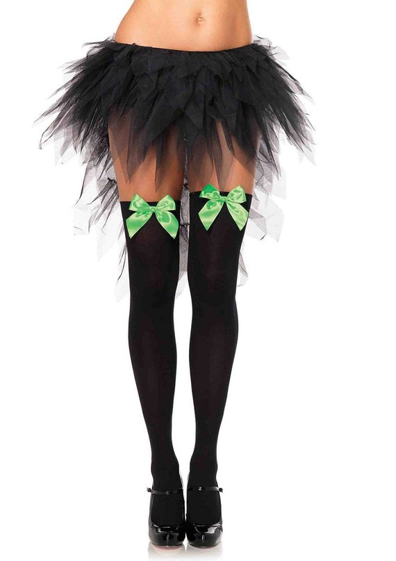 BOW THIGH HIGH Stockings Opaque Black 