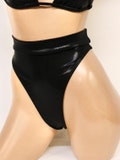 Sugarpuss HOLOGRAM THONGBACK BIKINI Bottoms in Black, High Cut Hologram Thong Bottoms, Rave Festival, Metallic Swimwear