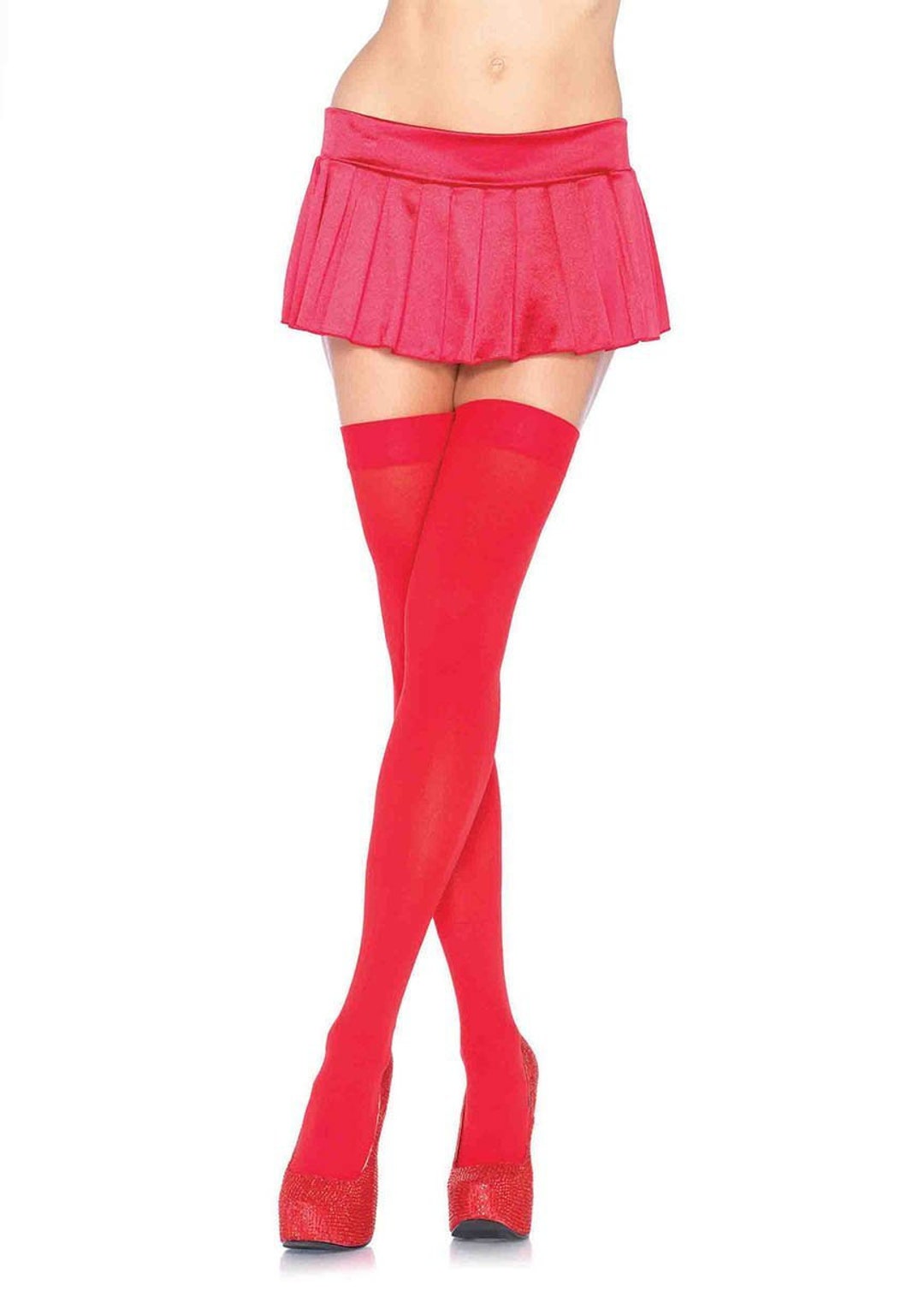 Red thigh high sale stockings