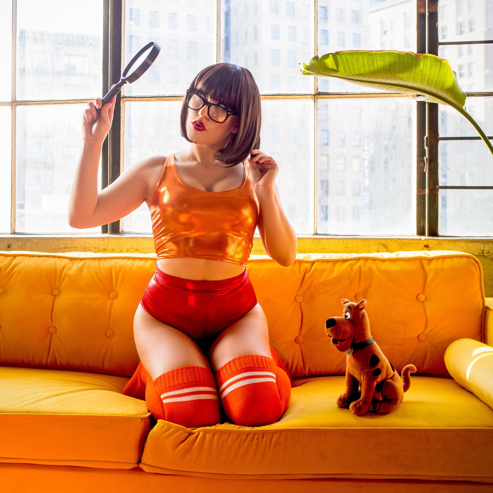 Adult Sexy Velma Costume, Brainy Babe Costumes, Sexy Velma Costume