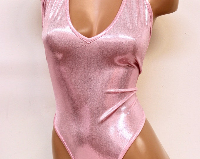 Sugarpuss HIGHCUT HOLOGRAM BODYSUIT Pink Metallic Hologram Etsy