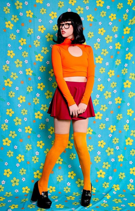 Anime Velma Cosplay Costume Movie Character Orange Uniform Halloween Costume  For Women Girls Cosplay Costume Wig