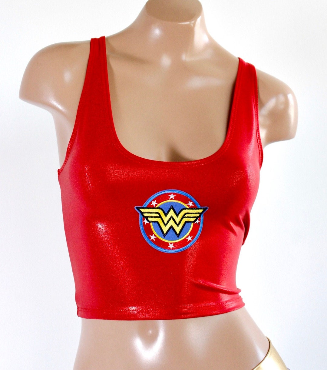 Star Superheroine Crop Tank with Metallic Cheeky Shorts