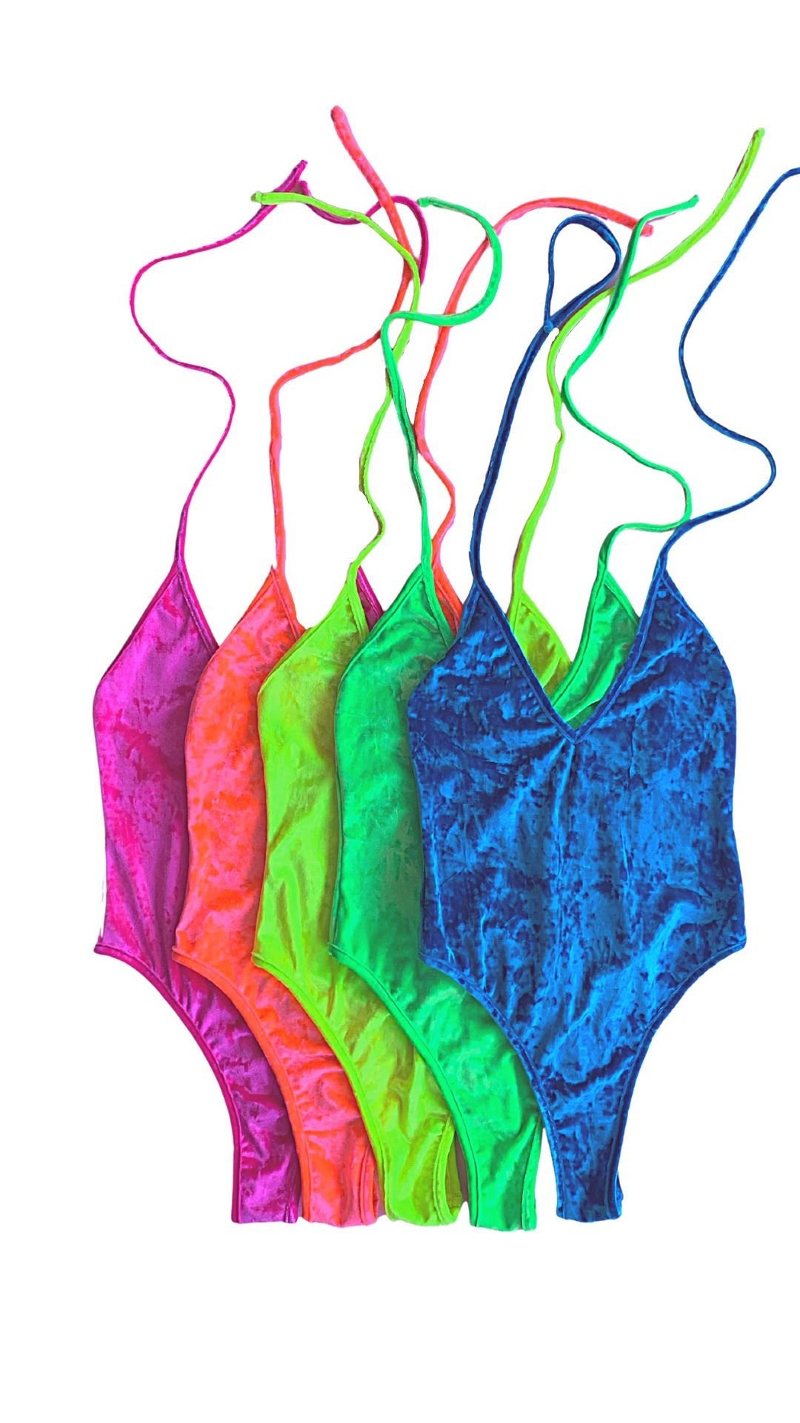 Highcut V-Neck Bodysuit in Turquoise Metallic Mesh main image 1