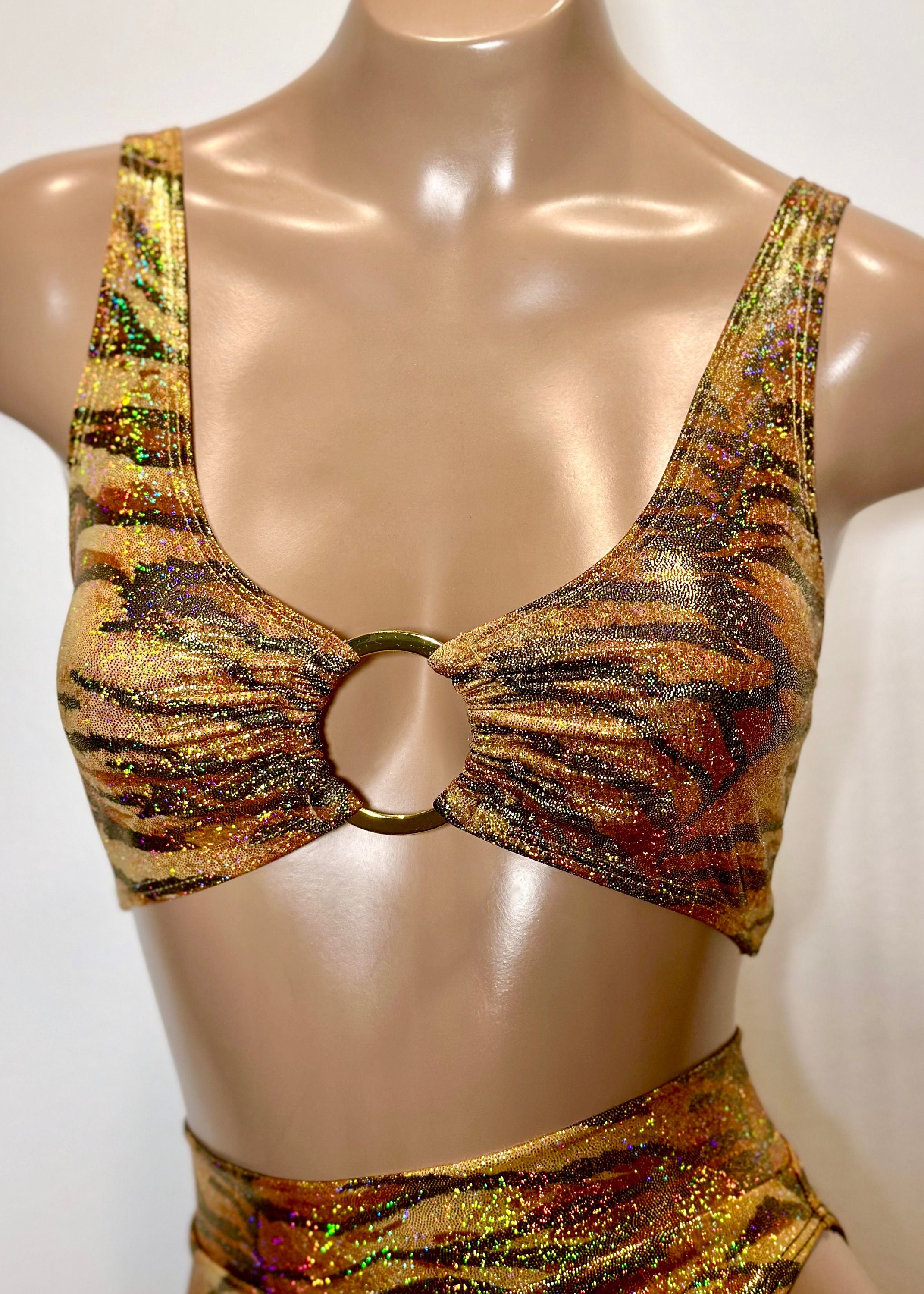 Benivogue Tiger Print Women Bikni Lingerie Set, Blended Cotton Free Size  Bikini Set with Adjustable Straps (Fit for 30-40)