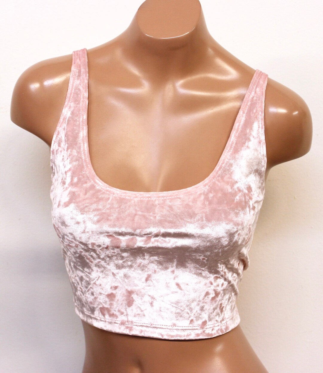 Sugarpuss VELVET CROP TANK Baby Pink Crushed Velvet Cropped Top