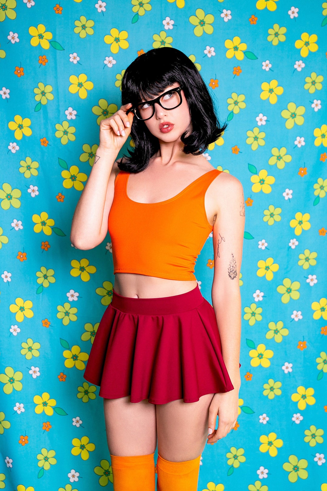 Sexy Orange Red 4 Pc Velma Sexy Halloween Costume