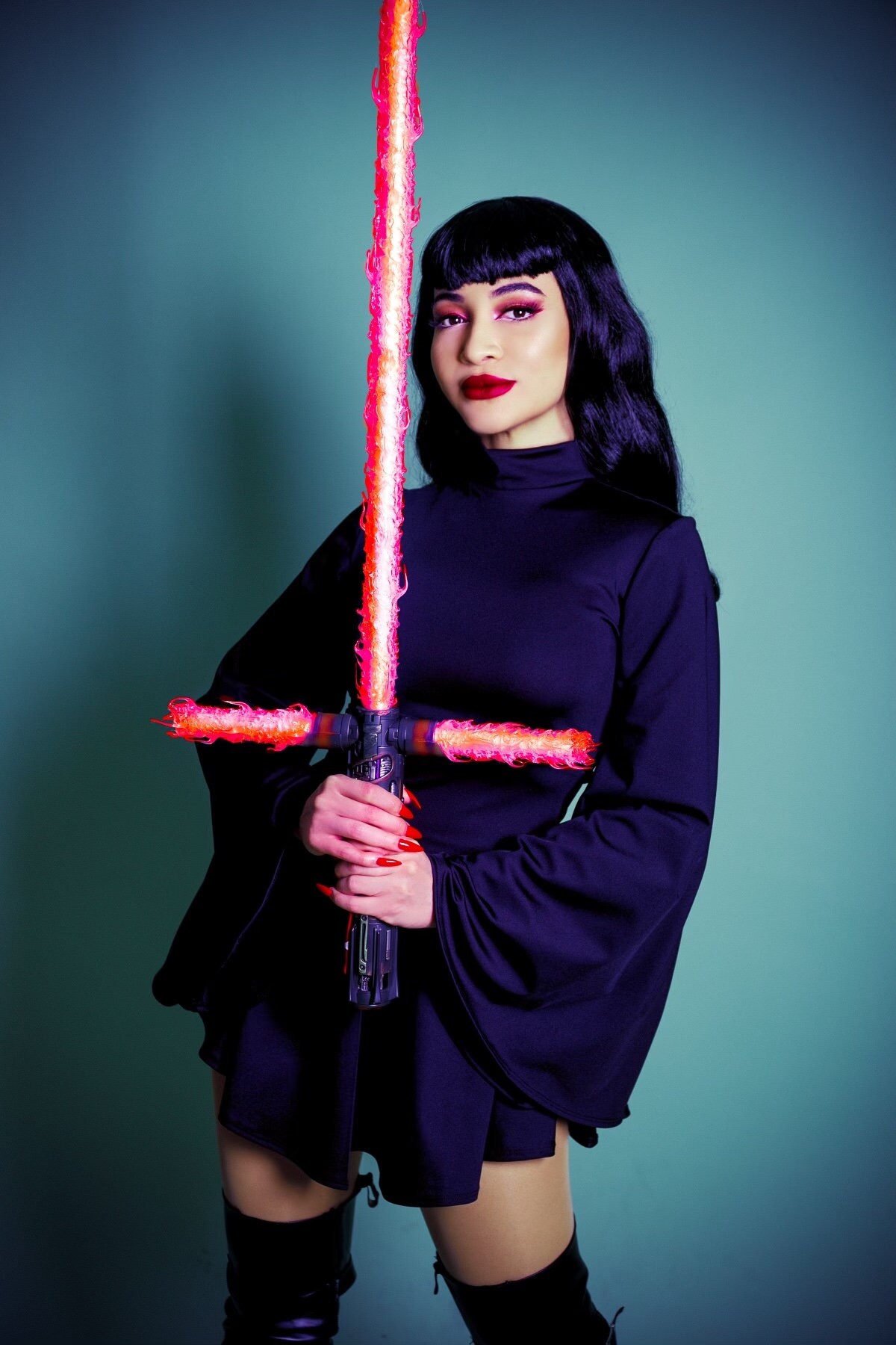 rebel space princess mini dress Sugarpuss SPACE REBEL PRINCESS Dress, Black Mini Dress With Bell Sleeves, Flare Sleeve, Cosplay Costumes, Spooky Halloween Look