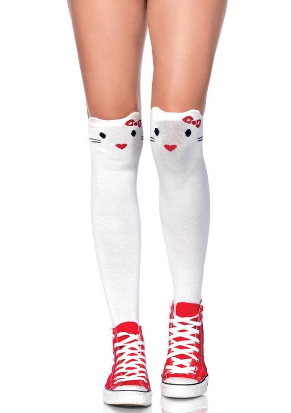 Cotton Blend Harlequin Diamond Over The Knee Socks