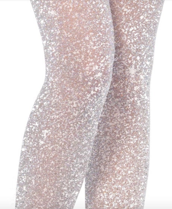 silver glitter tights