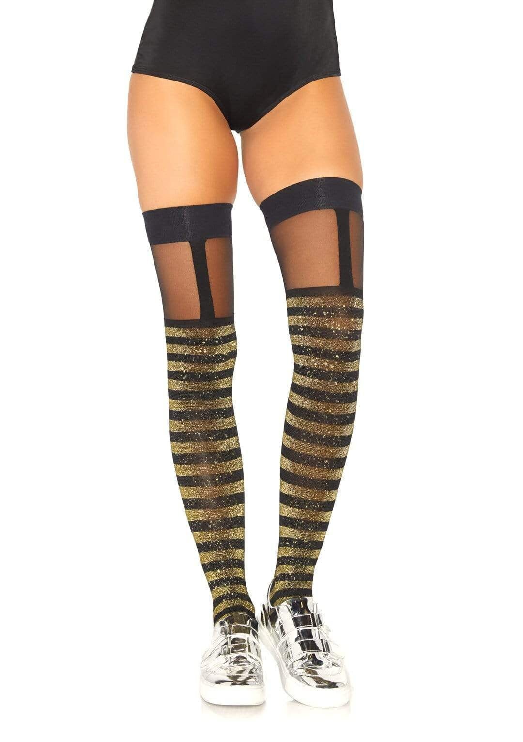 leather thigh high socks