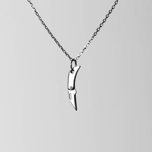 BRAVERY Knife Pendant – Functional Mini Knife Necklace in Silver or 24K Gold – 925 Sterling Silver Jewelry for Men & Women – With Chain