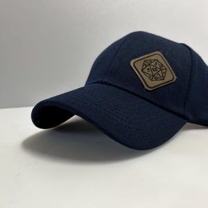 DND - D20  - Custom Vinyl Decal / Engraved Leather Patch  Trucker Hat, Baseball Cap, Mesh Hat or Not, 6 Panel