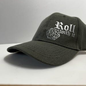 DND - Roll with it - D20  - Custom Vinyl Decal / Engraved Leather Patch  Trucker Hat, Baseball Cap, Mesh Hat or Not, 6 Panel
