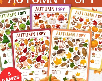 Juegos imprimibles de "Veo, veo" de otoño – Paquete de actividades infantiles de otoño (descarga digital)