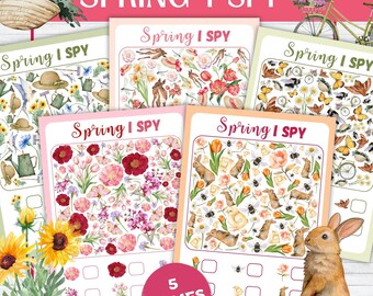 Juego imprimible de "Busca y encuentra" de primavera / Actividad de primavera para niños / Hoja de trabajo para primaria y preescolar - Montessori - discriminación visual