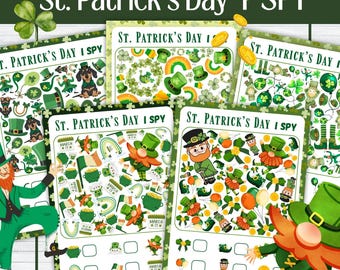Juego imprimible "Veo, veo" del Día de San Patricio / Juego de buscar y contar para preescolar y primer grado / Hoja de trabajo de temporada para niños - Busca y encuentra - Montessori