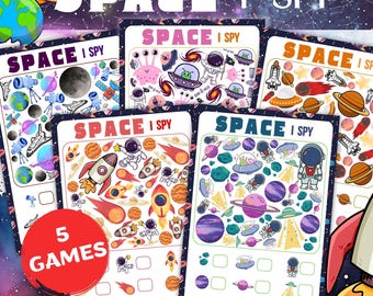 Juego imprimible de "Veo, veo" en el espacio – Paquete de actividades para niños (Descarga digital)