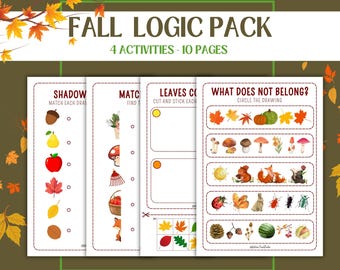 Actividades de lógica otoñal: ejercicios de emparejamiento y clasificación (PDF)