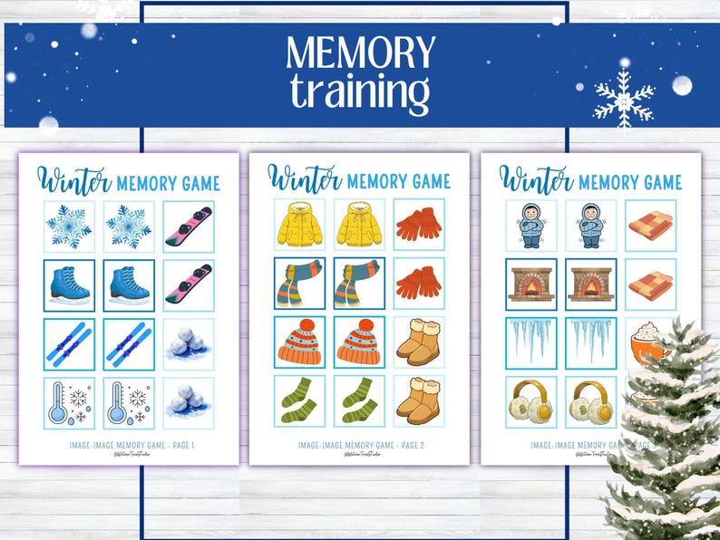 Winter Memory Game Printable | Matching Cards With Images & Words ...