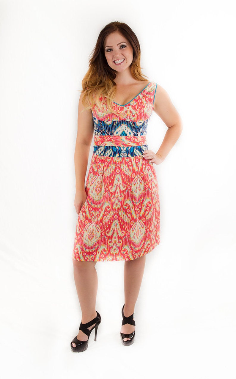 A-line Belted Ikat Summer Dress | Etsy