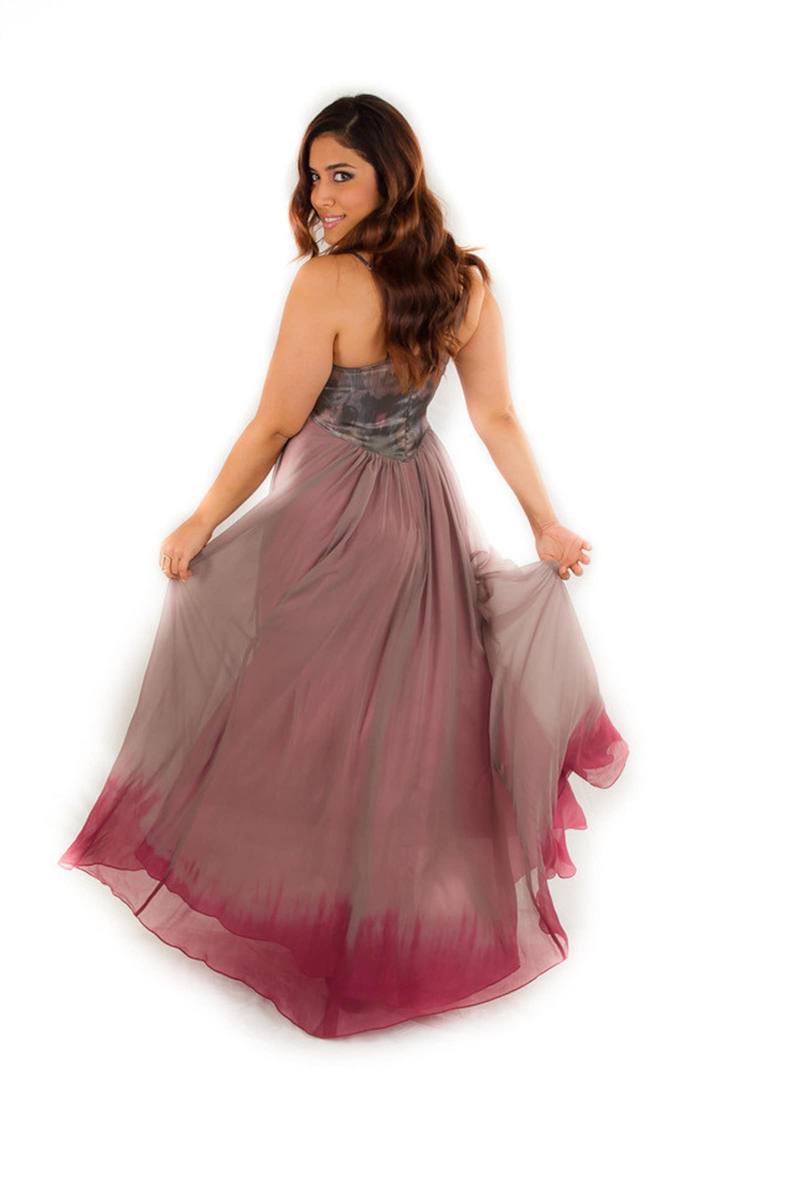 FUCHSIA OMBRE EXCLUSIVE CHIFFON GOWN