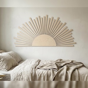 Décoration murale bohème en bois lever de soleil – Rayons de soleil naturels