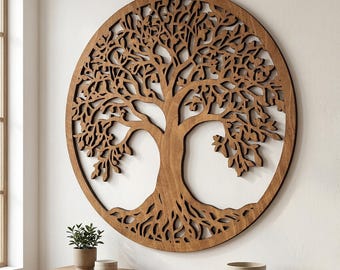 Wooden Tree of Life Wall Art – Wooden Decor – Wall Hanging – Rustic Home Decoration – Housewarmin Gift