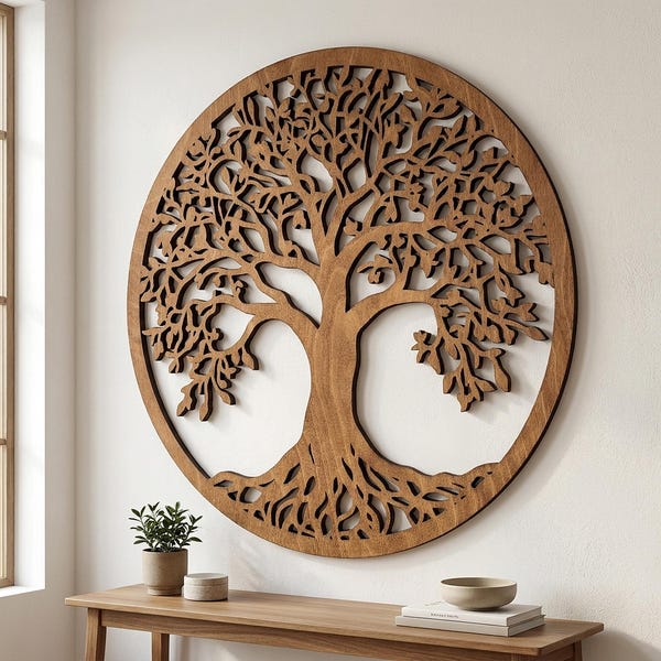 Wooden Tree of Life Wall Art – Wooden Decor – Wall Hanging – Rustic Home Decoration – Housewarmin Gift