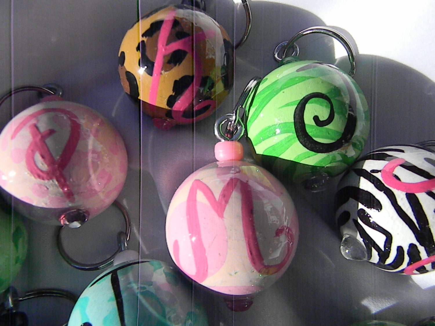 Initial Wooden Ball Keychains Key Fobs or Key Rings Etsy