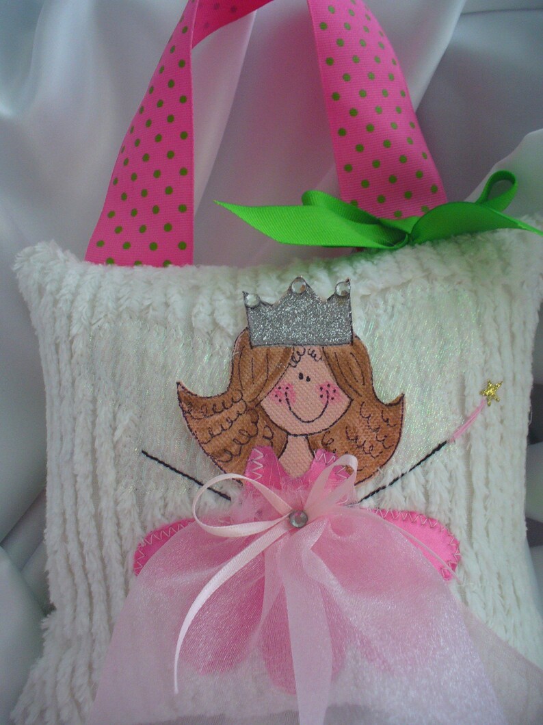 Tooth fairy pillow personalized Pillow Princess Girl tooth fairy pillow Personalized gift girl tooth pillow Chenille fabric fairy pillo
