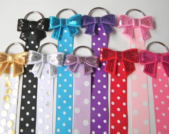 Sequin Bow Hair Bow Holder - Hair Clip Holder - Barrette Holder with Polka Dotted Ribbon - bow holder