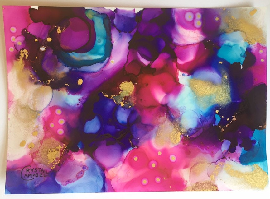 Baby Nebulas - Alcohol Ink on Synthetic Paper