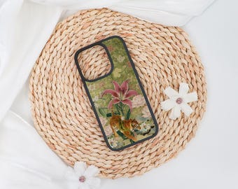Tiger Amidst Blossoms Soft iPhone Case Cover for iPhone 17 16 15 14 13 12 Pro Max,iPhone Air/16e 15 14 Plus,Case for Mini 13 12 X XS XR SE