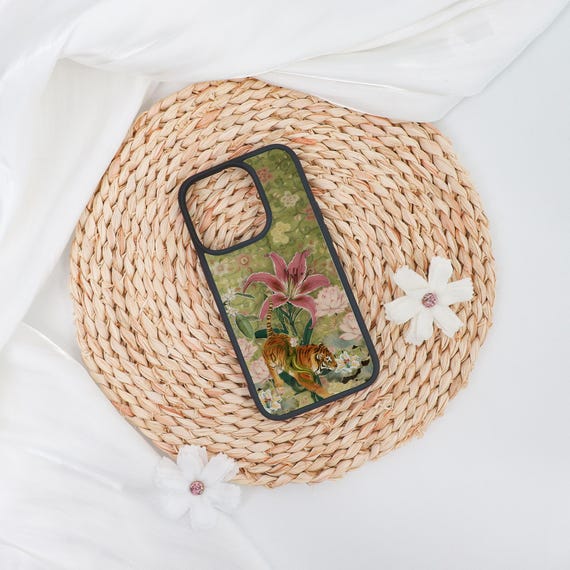 Tiger Amidst Blossoms Soft iPhone Case Cover for iPhone 17 16 15 14 13 12 Pro Max,iPhone Air/16e 15 14 Plus,Case for Mini 13 12 X XS XR SE