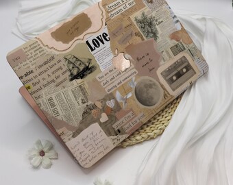Newspaper Sticker Style MacBook Case for Air15/13/11,MacBook12, MacBook Pro 16/15/14/13, Brown Style MacBook Case, Personalized Macbook Case