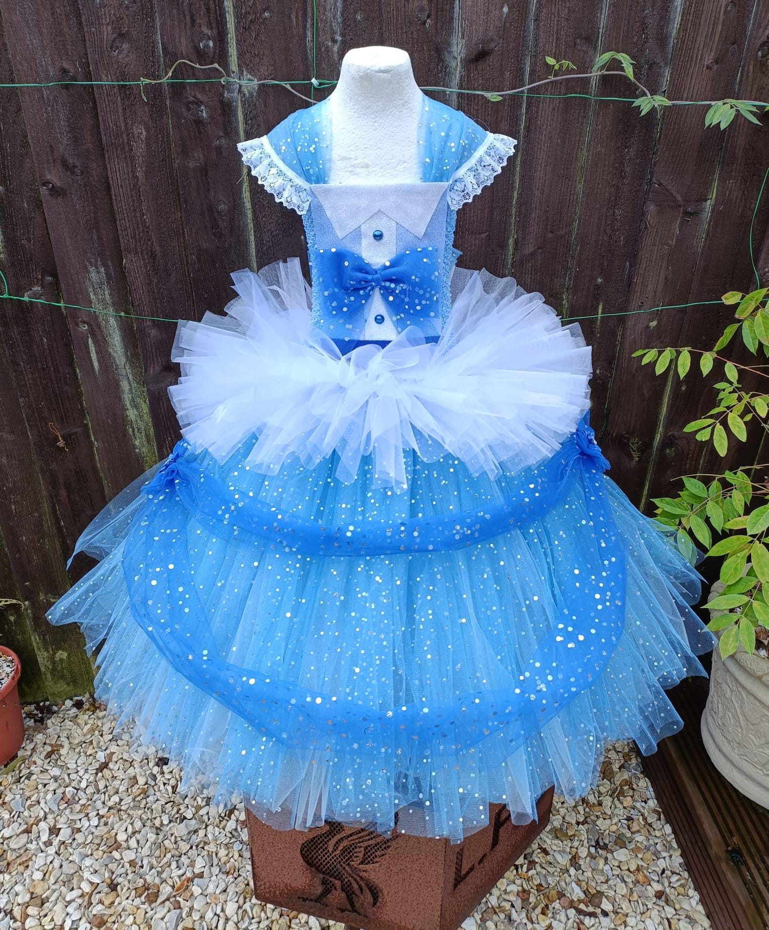 blue poppy palmerston dress Playtime Tutu Dress: Sky Tulle Halloween Costume attribute:occasion:date-night hand block printed by Size:2XL | 32 (for waist size 36
