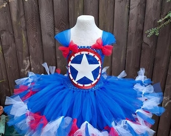 Captain America Tutu Dress: Superhero Costume, Birthday Party Outfit