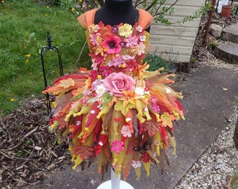 Adult Sienna Flower Fairy Tutu Dress - Above Knee Length Costume Birthday Party Christmas Halloween Faerie Parade Carnival Mardi Gras
