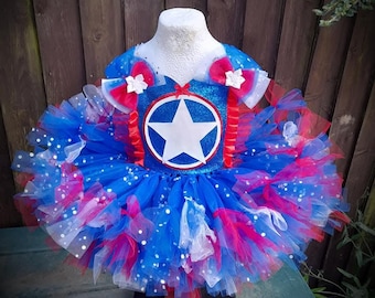 Captain America Tutu Dress: Superhero Costume, Birthday Party Outfit