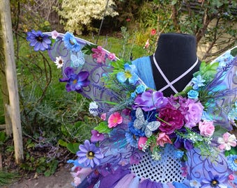 Alas de hada de las flores Nerissa moradas: alas de mariposa iridiscentes para disfraz