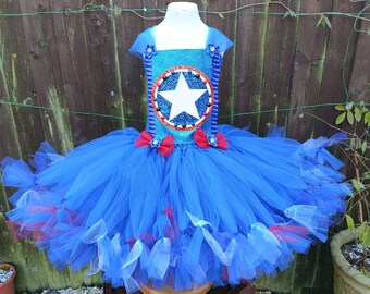 Captain America Tutu Dress: Superhero Costume, Birthday Party Outfit