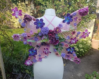 Pink & Purple Flower Fairy Wings: Iridescent Butterfly Costume