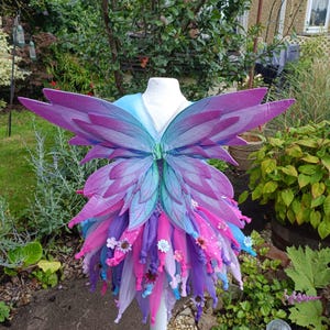 Fairy Wings, Pink and Green kids 3D fairy wings. Butterfly wings for Children, Fairy cosplay. Fairy dress up Flower Fairy Costume