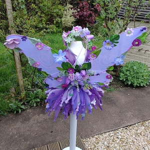 Viola the Flower Fairy Costume Butterfly Wings - fits both adults and children - dressing up, birthday, Halloween, Christmas party purple
